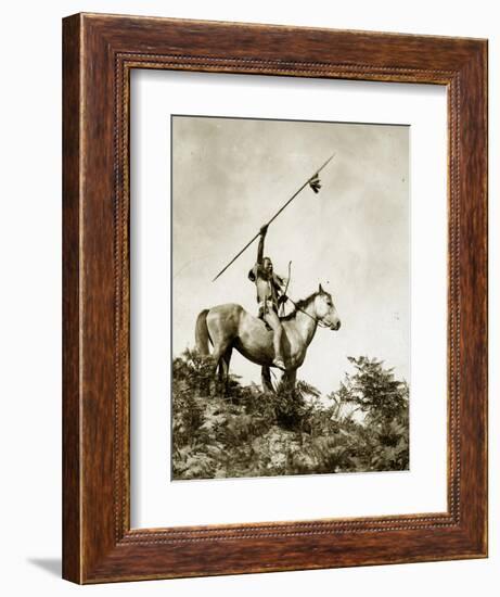 The Challenge (Yakama Warrior on Horseback, 1911)-Eugene Everett Lavalleur and L.V. McWhorter-Framed Giclee Print