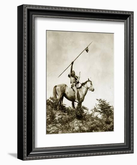 The Challenge (Yakama Warrior on Horseback, 1911)-Eugene Everett Lavalleur and L.V. McWhorter-Framed Giclee Print