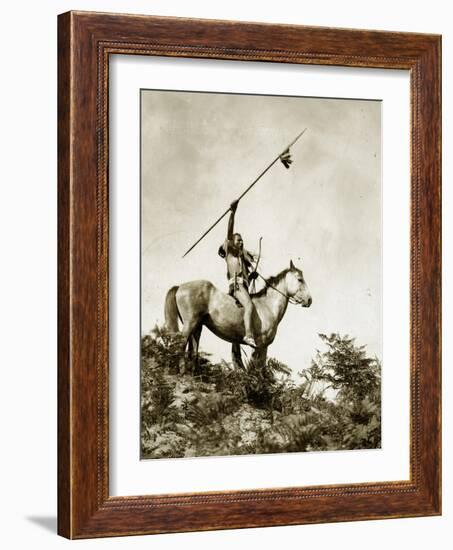 The Challenge (Yakama Warrior on Horseback, 1911)-Eugene Everett Lavalleur and L.V. McWhorter-Framed Giclee Print