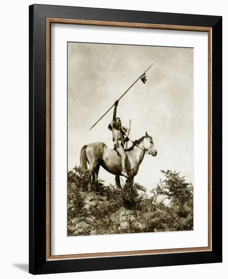 The Challenge (Yakama Warrior on Horseback, 1911)-Eugene Everett Lavalleur and L.V. McWhorter-Framed Giclee Print