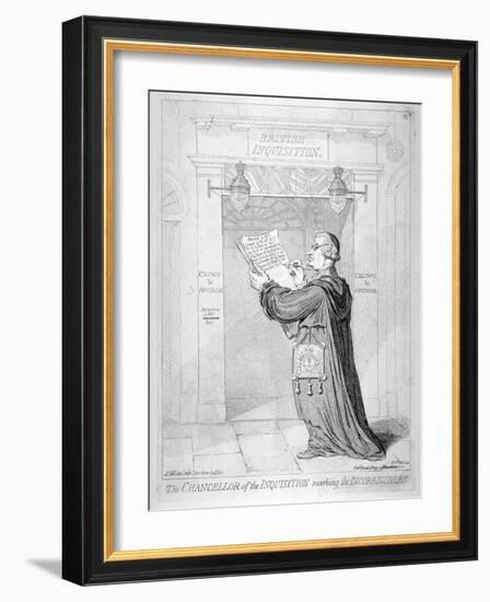 The Chancellor of the Inquisition Marking the Incorrigibles, 1793-James Gillray-Framed Giclee Print