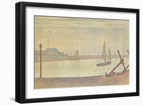 The Channel at Gravelines in the Evening-Georges Seurat-Framed Art Print