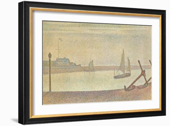 The Channel at Gravelines in the Evening-Georges Seurat-Framed Art Print