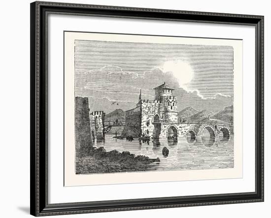 The Channel of the Euri'Pus and the Modern Town of E'Gripos: the Bridge of the Euripus-null-Framed Giclee Print