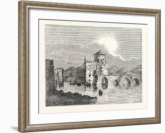 The Channel of the Euri'Pus and the Modern Town of E'Gripos: the Bridge of the Euripus-null-Framed Giclee Print