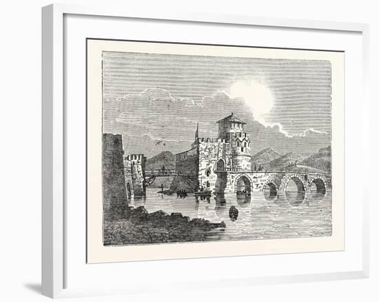 The Channel of the Euri'Pus and the Modern Town of E'Gripos: the Bridge of the Euripus-null-Framed Giclee Print