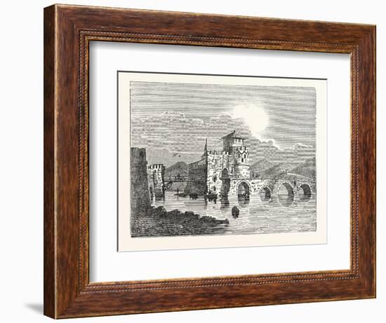 The Channel of the Euri'Pus and the Modern Town of E'Gripos: the Bridge of the Euripus-null-Framed Giclee Print