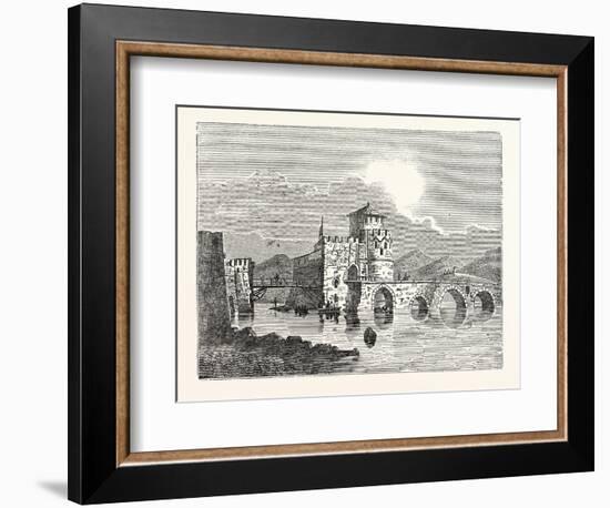 The Channel of the Euri'Pus and the Modern Town of E'Gripos: the Bridge of the Euripus-null-Framed Giclee Print