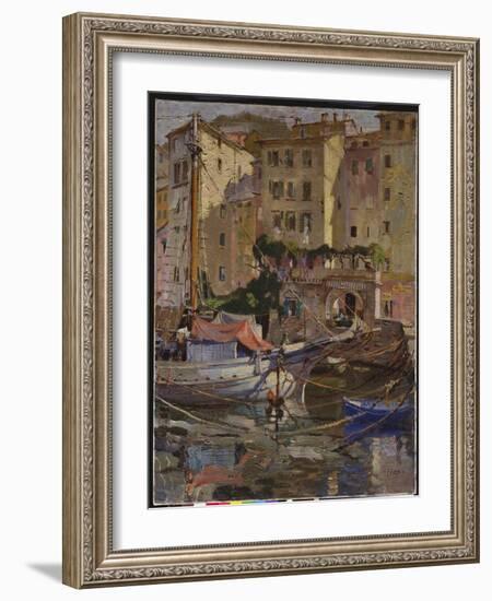 The Charcoal Boat, Camogli, Italy (Oil on Canvas)-Terence Cuneo-Framed Giclee Print