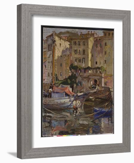 The Charcoal Boat, Camogli, Italy (Oil on Canvas)-Terence Cuneo-Framed Giclee Print