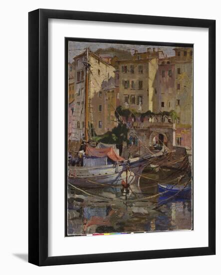 The Charcoal Boat, Camogli, Italy (Oil on Canvas)-Terence Cuneo-Framed Giclee Print