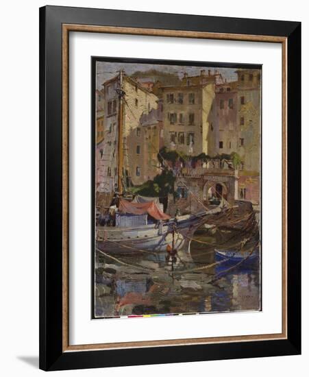 The Charcoal Boat, Camogli, Italy (Oil on Canvas)-Terence Cuneo-Framed Giclee Print