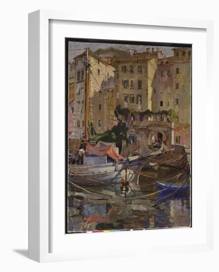 The Charcoal Boat, Camogli, Italy (Oil on Canvas)-Terence Cuneo-Framed Giclee Print