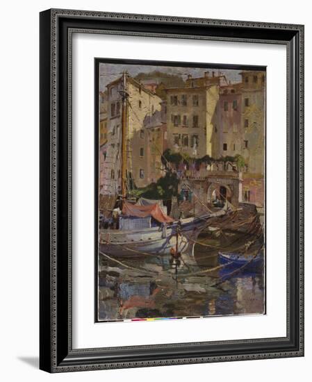 The Charcoal Boat, Camogli, Italy (Oil on Canvas)-Terence Cuneo-Framed Giclee Print