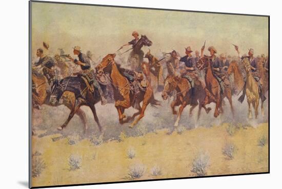 The Charge, from Colliers Weekly, Pub.1906 (Colour Litho)-Frederic Remington-Mounted Giclee Print