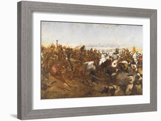 The Charge of the 21st Lancers at the Battle of Omdurman, 1898-Richard Caton Woodville-Framed Giclee Print