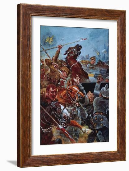 The Charge of the 9th Lancers During the Retreat from Mons-Stanley L. Wood-Framed Giclee Print