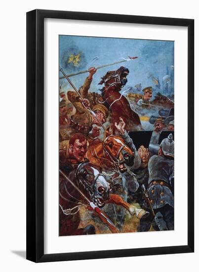 The Charge of the 9th Lancers During the Retreat from Mons-Stanley L. Wood-Framed Giclee Print