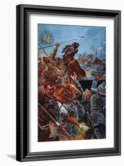 The Charge of the 9th Lancers During the Retreat from Mons-Stanley L. Wood-Framed Giclee Print