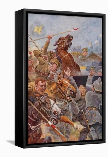 The Charge of the 9th Lancers During the Retreat from Mons-Stanley L. Wood-Framed Premier Image Canvas