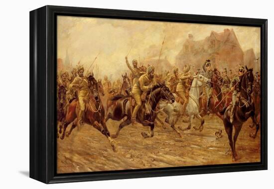 The Charge of the Bengal Lancers at Neuve Chapelle-George Derville Rowlandson-Framed Premier Image Canvas