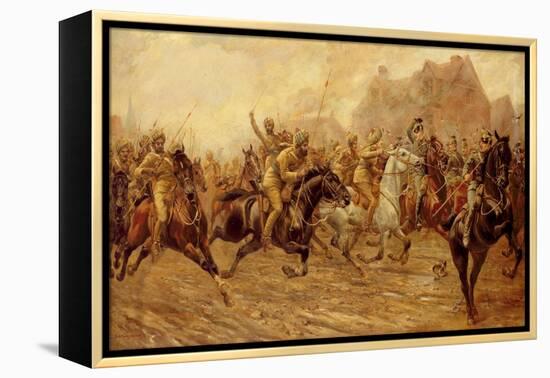 The Charge of the Bengal Lancers at Neuve Chapelle-George Derville Rowlandson-Framed Premier Image Canvas