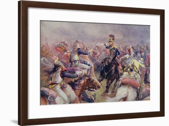 The Charge of the Heavy Brigade Against the French Cuirassiers at Waterloo, from 'British Battles…-Christopher Clark-Framed Giclee Print