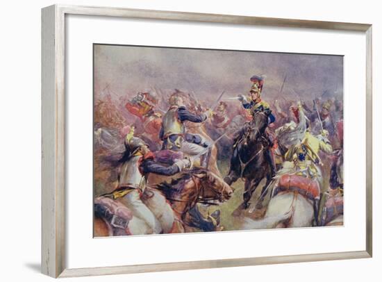 The Charge of the Heavy Brigade Against the French Cuirassiers at Waterloo, from 'British Battles…-Christopher Clark-Framed Giclee Print