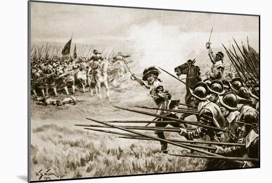 The Charge of the Royalist Infantry at Naseby, June 14Th, 1645-William Barnes Wollen-Mounted Giclee Print