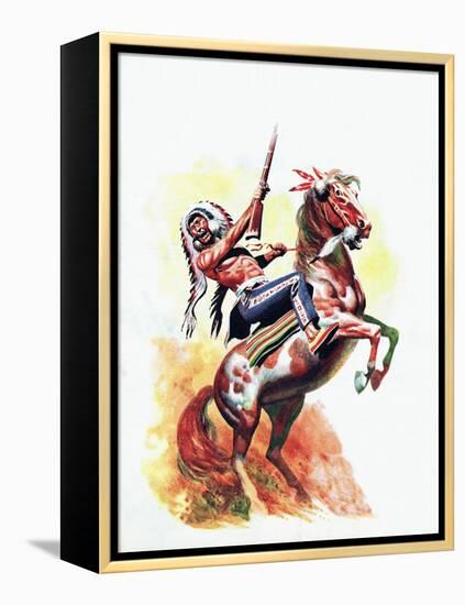 The Charge of the Sioux-Don Lawrence-Framed Premier Image Canvas