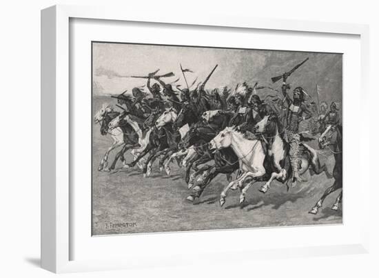 The Charge on the Sun-Pole, 1890 (Wood Engraving on Newsprint)-Frederic Remington-Framed Giclee Print