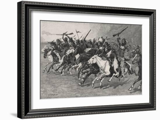 The Charge on the Sun-Pole, 1890 (Wood Engraving on Newsprint)-Frederic Remington-Framed Giclee Print