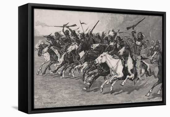 The Charge on the Sun-Pole, 1890 (Wood Engraving on Newsprint)-Frederic Remington-Framed Premier Image Canvas