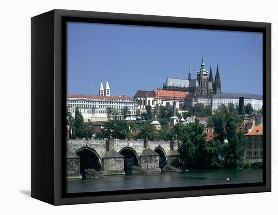 The Charles Bridge, the Castle and St Vitus Cathedral, Prague, Czech Republic-Peter Thompson-Framed Premier Image Canvas