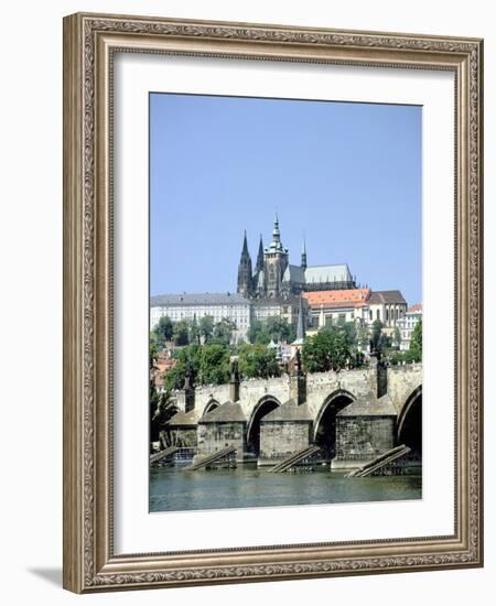 The Charles Bridge the Castle and St Vitus Cathedral, Prague, Czech Republic-Peter Thompson-Framed Photographic Print