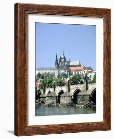 The Charles Bridge the Castle and St Vitus Cathedral, Prague, Czech Republic-Peter Thompson-Framed Photographic Print