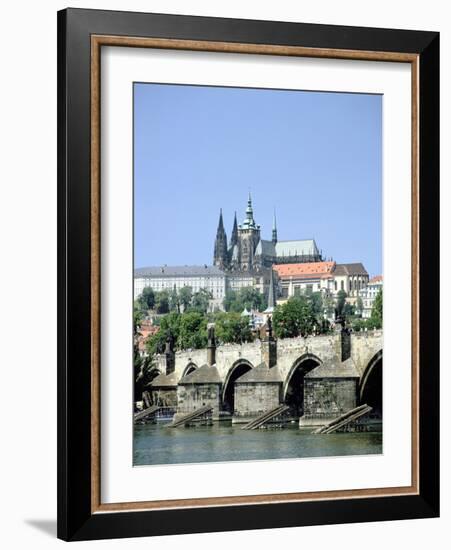 The Charles Bridge the Castle and St Vitus Cathedral, Prague, Czech Republic-Peter Thompson-Framed Photographic Print