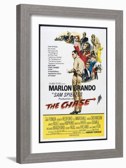 THE CHASE, US poster, center: Marlon Brando 1966-null-Framed Art Print