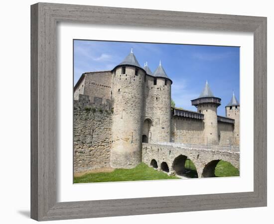 The Chateau Comtal Inside La Cite, Carcassonne, UNESCO World Heritage Site, Languedoc-Roussillon, F-David Clapp-Framed Photographic Print