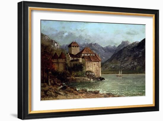 The Chateau de Chillon, 1875-Gustave Courbet-Framed Giclee Print