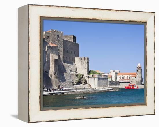 The Chateau-Royal and the Church of Notre-Dame-Des-Anges from the Harbour at Collioure, Cote Vermei-David Clapp-Framed Premier Image Canvas