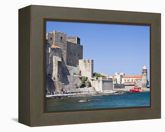 The Chateau-Royal and the Church of Notre-Dame-Des-Anges from the Harbour at Collioure, Cote Vermei-David Clapp-Framed Premier Image Canvas