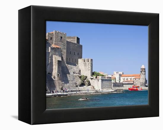 The Chateau-Royal and the Church of Notre-Dame-Des-Anges from the Harbour at Collioure, Cote Vermei-David Clapp-Framed Premier Image Canvas