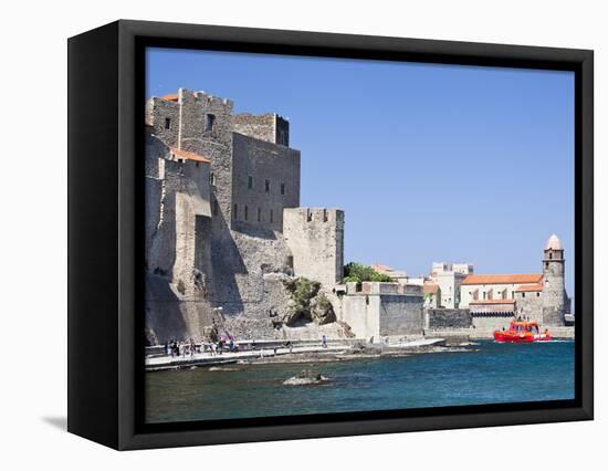 The Chateau-Royal and the Church of Notre-Dame-Des-Anges from the Harbour at Collioure, Cote Vermei-David Clapp-Framed Premier Image Canvas