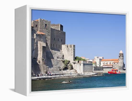 The Chateau-Royal and the Church of Notre-Dame-Des-Anges from the Harbour at Collioure, Cote Vermei-David Clapp-Framed Premier Image Canvas