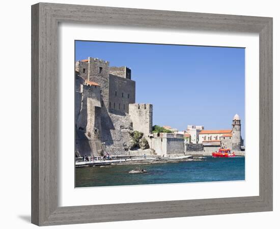 The Chateau-Royal and the Church of Notre-Dame-Des-Anges from the Harbour at Collioure, Cote Vermei-David Clapp-Framed Photographic Print