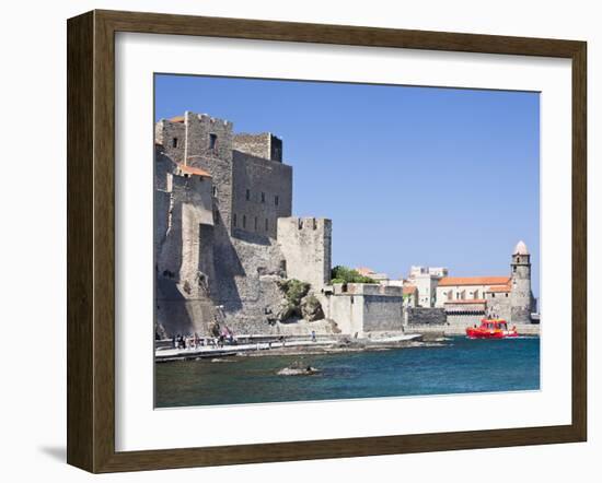 The Chateau-Royal and the Church of Notre-Dame-Des-Anges from the Harbour at Collioure, Cote Vermei-David Clapp-Framed Photographic Print