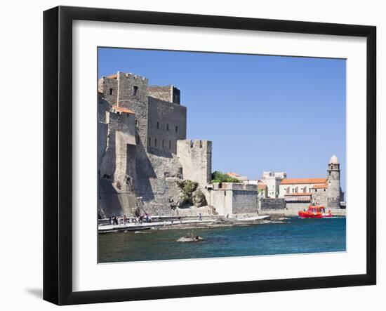 The Chateau-Royal and the Church of Notre-Dame-Des-Anges from the Harbour at Collioure, Cote Vermei-David Clapp-Framed Photographic Print