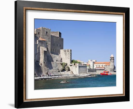 The Chateau-Royal and the Church of Notre-Dame-Des-Anges from the Harbour at Collioure, Cote Vermei-David Clapp-Framed Photographic Print