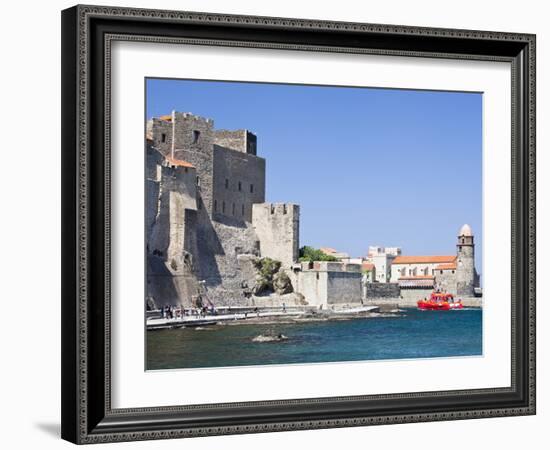 The Chateau-Royal and the Church of Notre-Dame-Des-Anges from the Harbour at Collioure, Cote Vermei-David Clapp-Framed Photographic Print